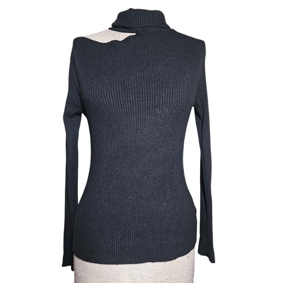 Storets Black Cutout Turtleneck Sweater Size Small - Picture 1 of 4
